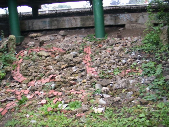 rubble at West Dulwich made into decorative feature